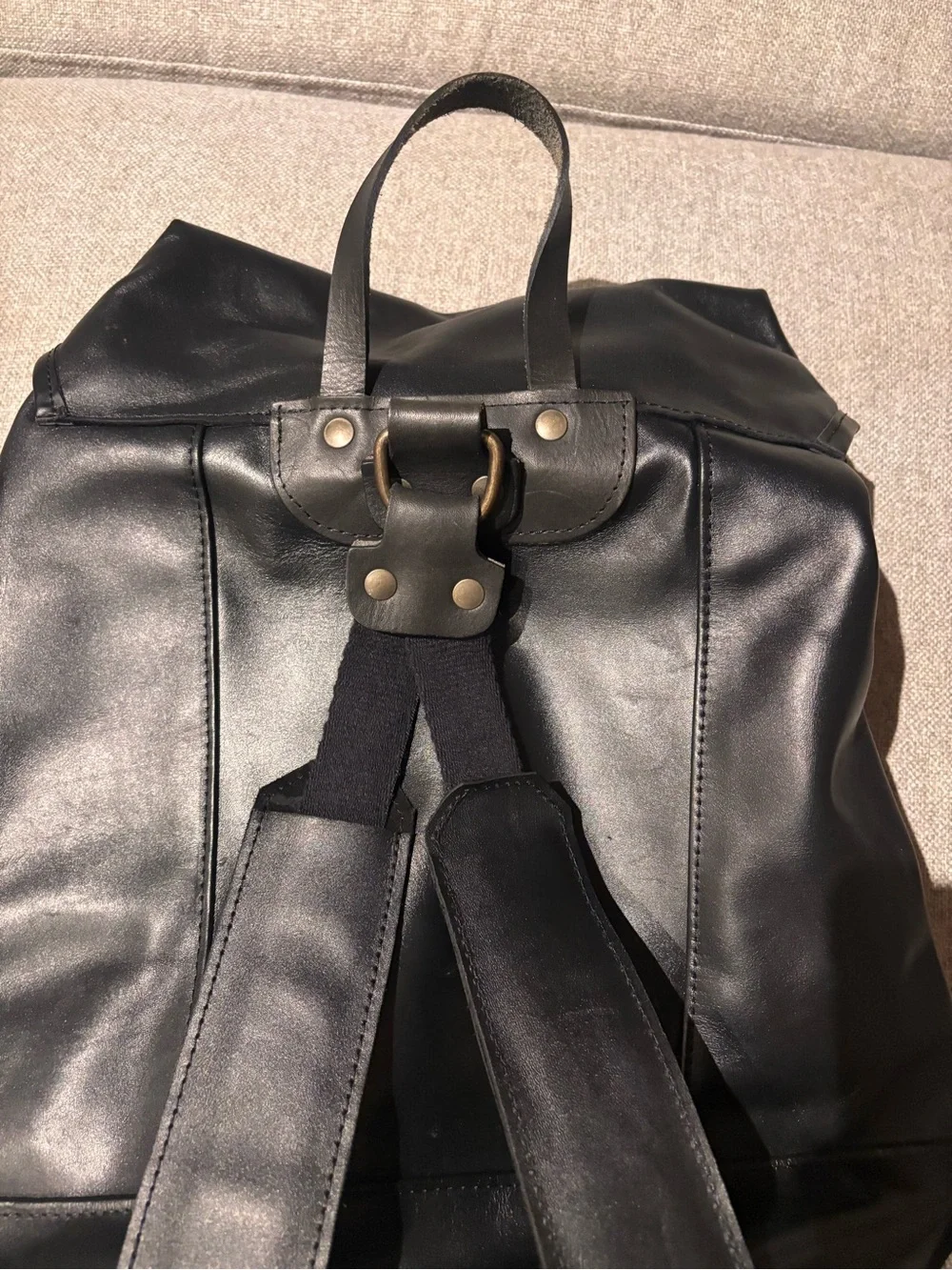 NEW Black Leather Modern Rugged Book Bag 🖤